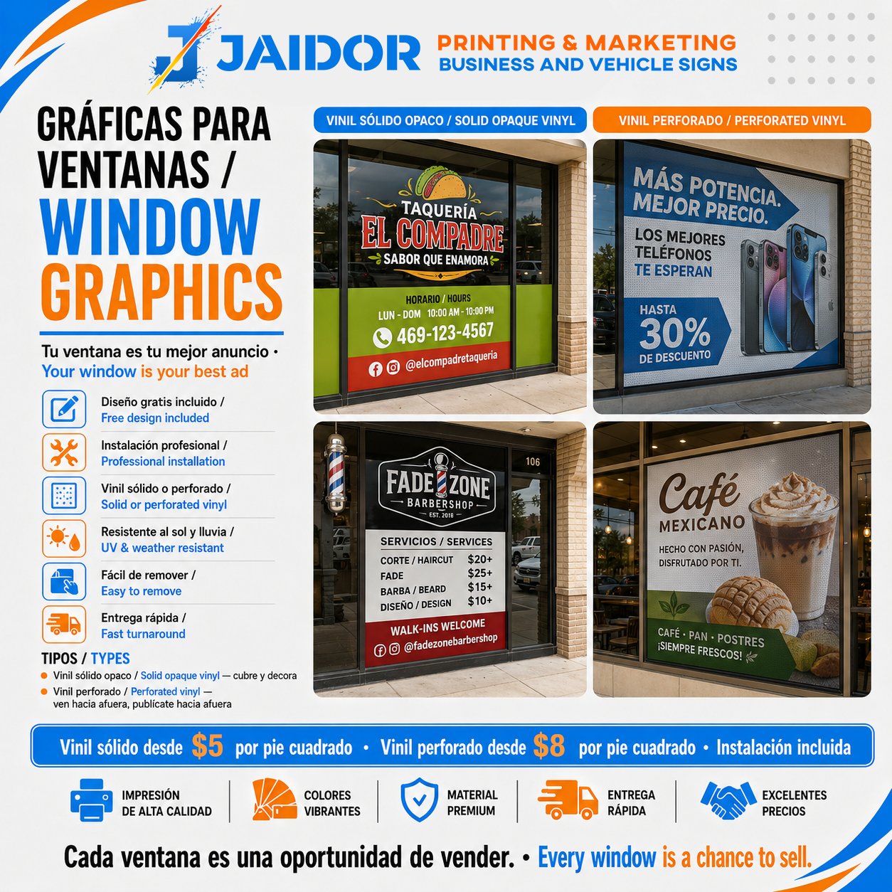 Window Graphics — Sólido y Perforado